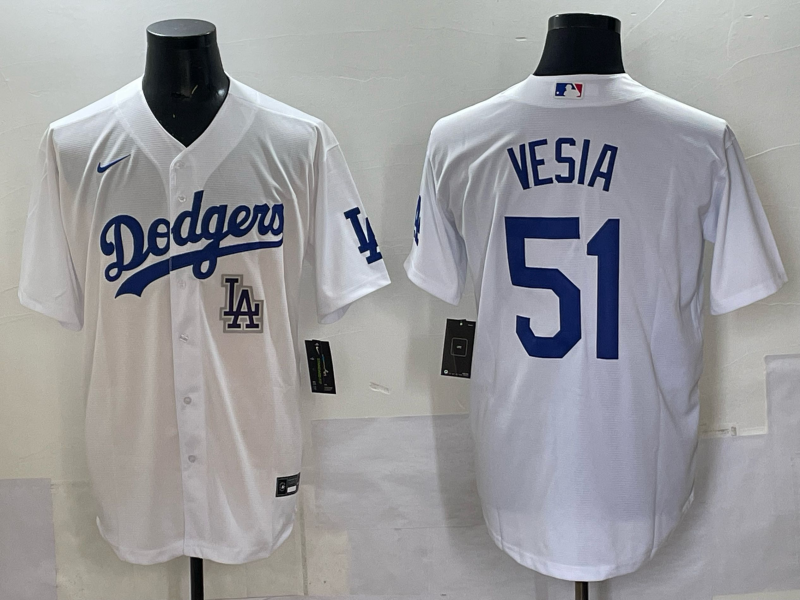 Men Los Angeles Dodgers #51 Vesia white Nike 2025 MLB jersey 002->detroit tigers->MLB Jersey